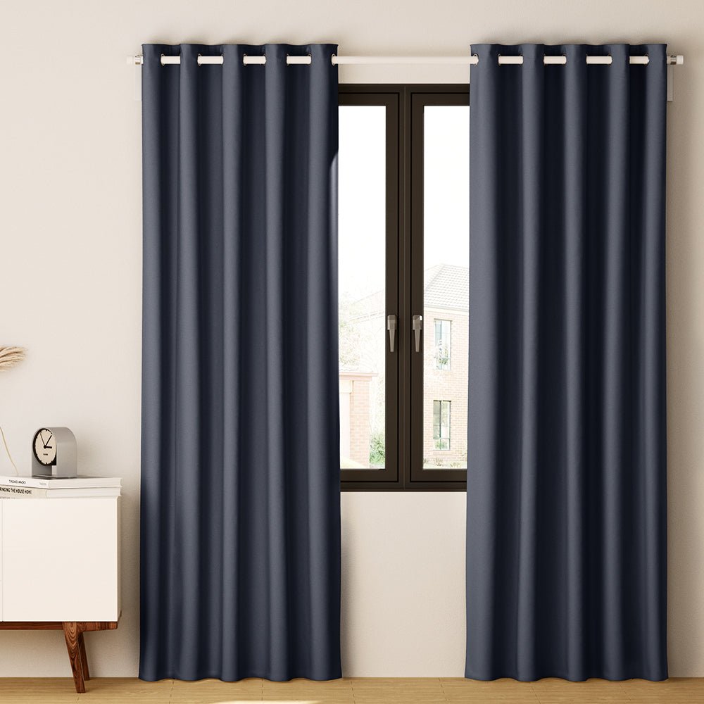 Artiss 2X Blockout Curtains Eyelet 140x230cm Charcoal - NuSea