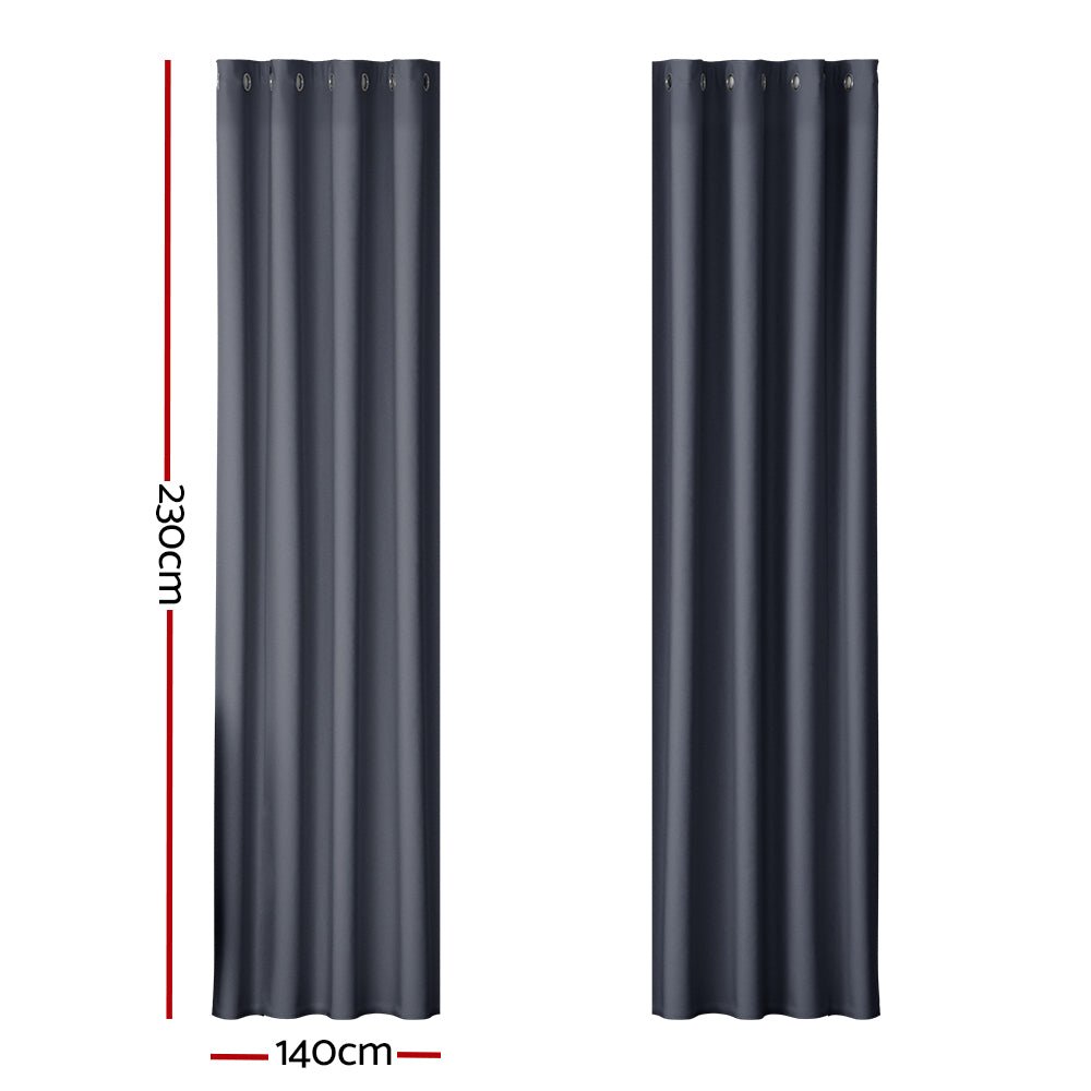 Artiss 2X Blockout Curtains Eyelet 140x230cm Charcoal - NuSea