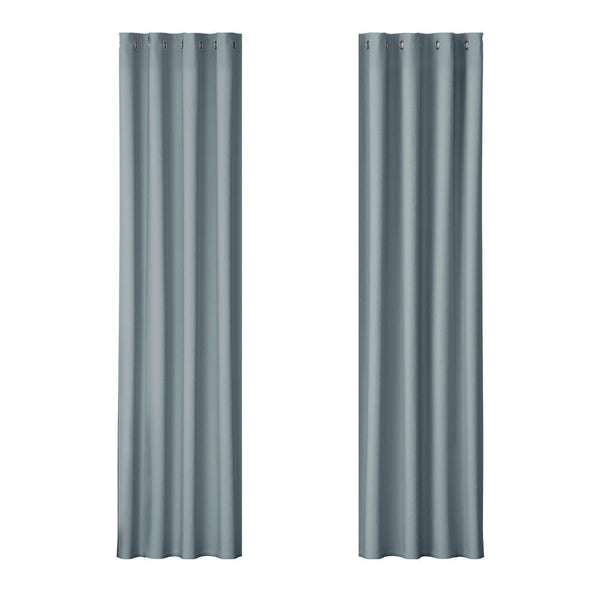 Artiss 2X Blockout Curtains Eyelet 140x230cm Grey - NuSea