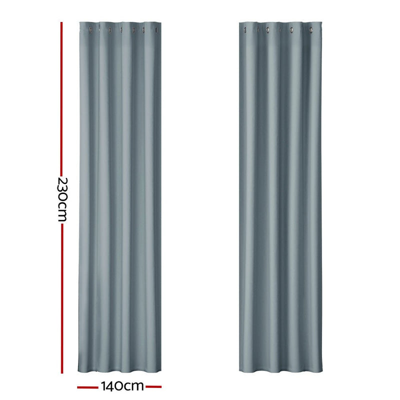 Artiss 2X Blockout Curtains Eyelet 140x230cm Grey - NuSea