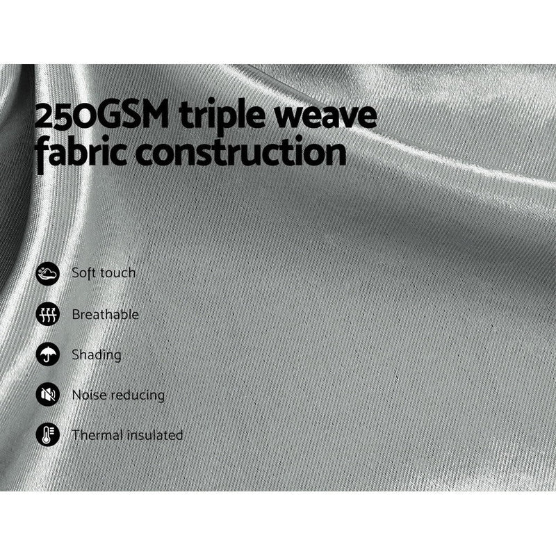 Artiss 2X Blockout Curtains Eyelet 140x230cm Grey Shine - NuSea