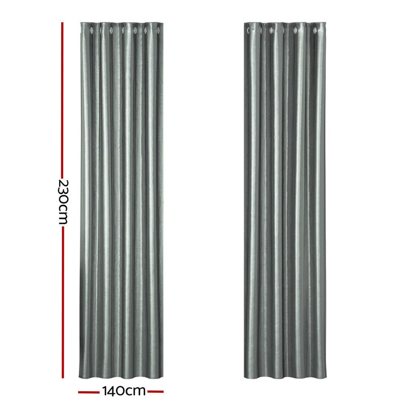 Artiss 2X Blockout Curtains Eyelet 140x230cm Grey Shine - NuSea
