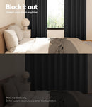 Artiss 2X Blockout Curtains Eyelet 180x213cm Black - NuSea