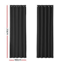 Artiss 2X Blockout Curtains Eyelet 180x213cm Black - NuSea