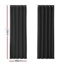 Artiss 2X Blockout Curtains Eyelet 180x213cm Black - NuSea