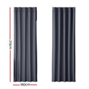 Artiss 2X Blockout Curtains Eyelet 180x213cm Charcoal - NuSea