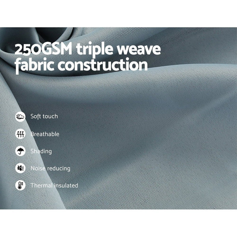 Artiss 2X Blockout Curtains Eyelet 180x213cm Grey - NuSea