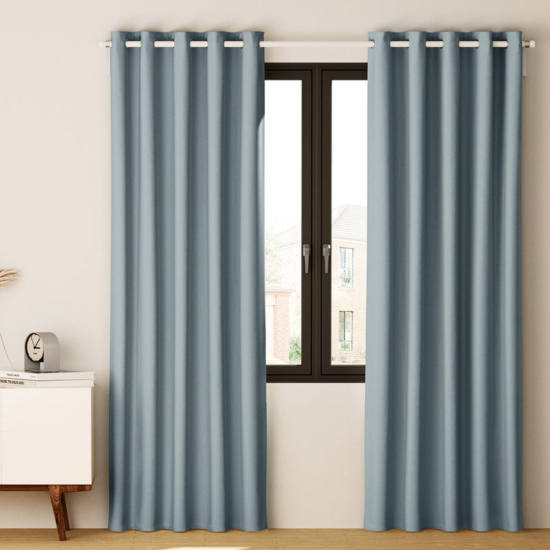 Artiss 2X Blockout Curtains Eyelet 180x213cm Grey - NuSea