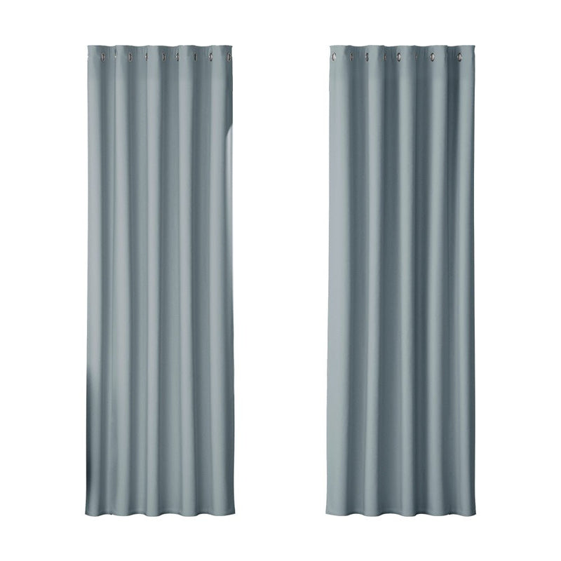 Artiss 2X Blockout Curtains Eyelet 180x213cm Grey - NuSea