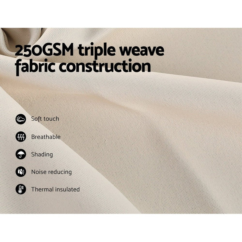 Artiss 2X Blockout Curtains Eyelet 240x230cm Beige - NuSea