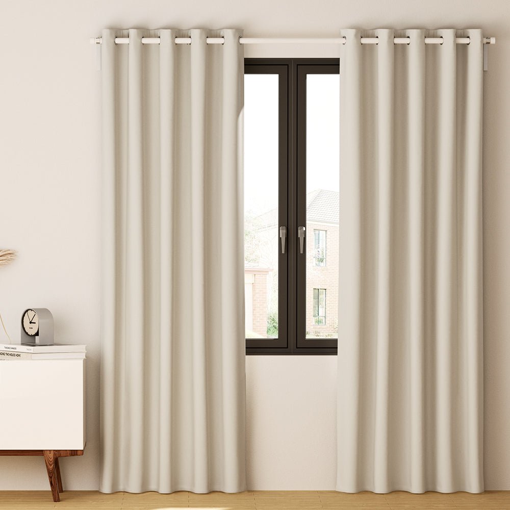 Artiss 2X Blockout Curtains Eyelet 240x230cm Beige - NuSea