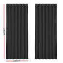 Artiss 2X Blockout Curtains Eyelet 240x230cm Black - NuSea