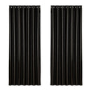 Artiss 2X Blockout Curtains Eyelet 240x230cm Black Shine - NuSea