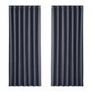 Artiss 2X Blockout Curtains Eyelet 240x230cm Charcoal - NuSea