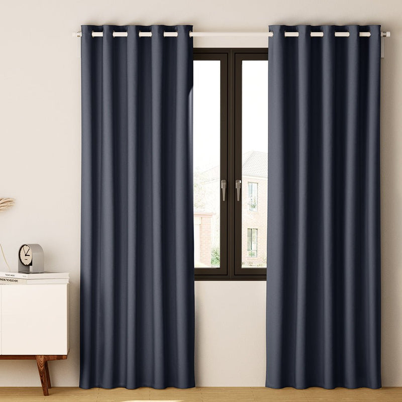 Artiss 2X Blockout Curtains Eyelet 240x230cm Charcoal - NuSea