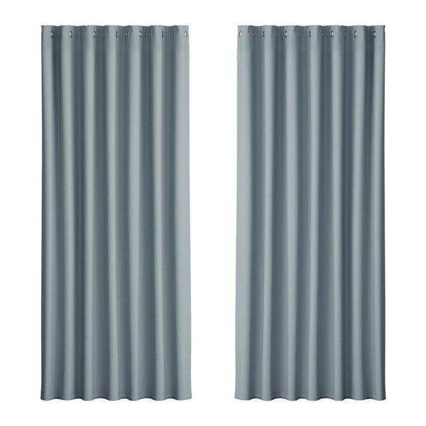 Artiss 2X Blockout Curtains Eyelet 240x230cm Grey - NuSea