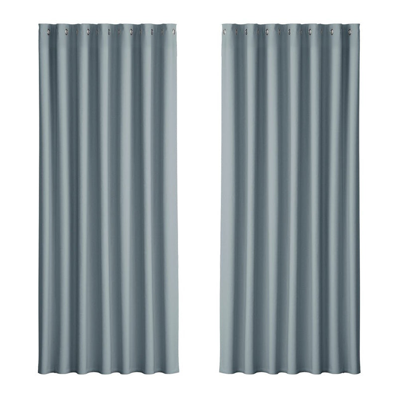 Artiss 2X Blockout Curtains Eyelet 240x230cm Grey - NuSea