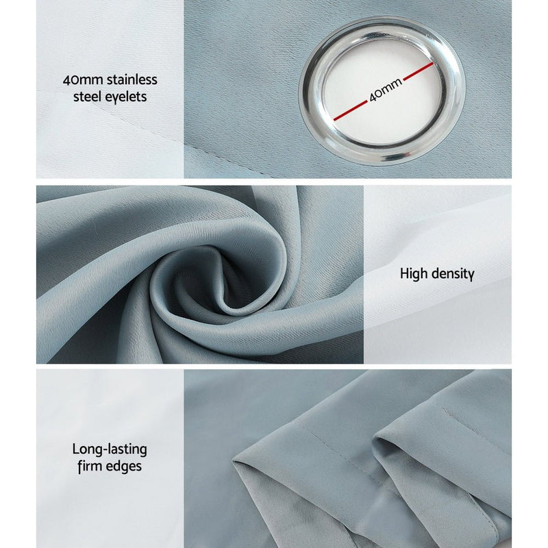 Artiss 2X Blockout Curtains Eyelet 240x230cm Grey - NuSea