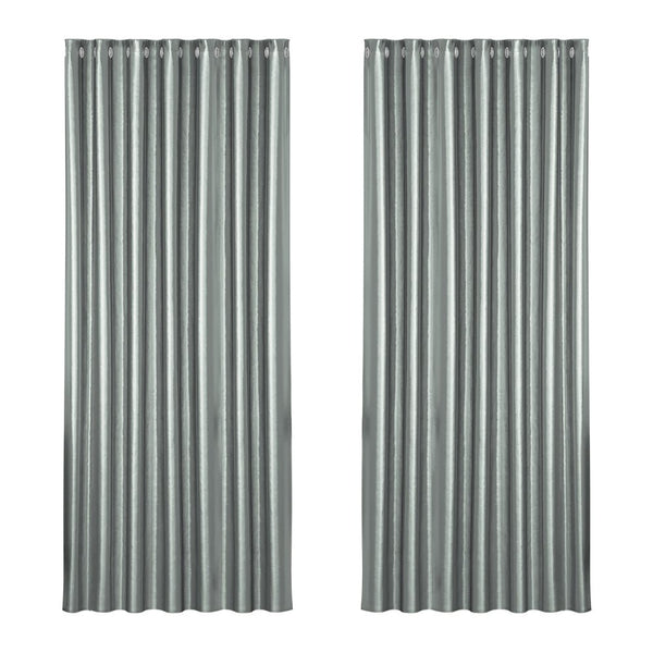 Artiss 2X Blockout Curtains Eyelet 240x230cm Grey Shine - NuSea
