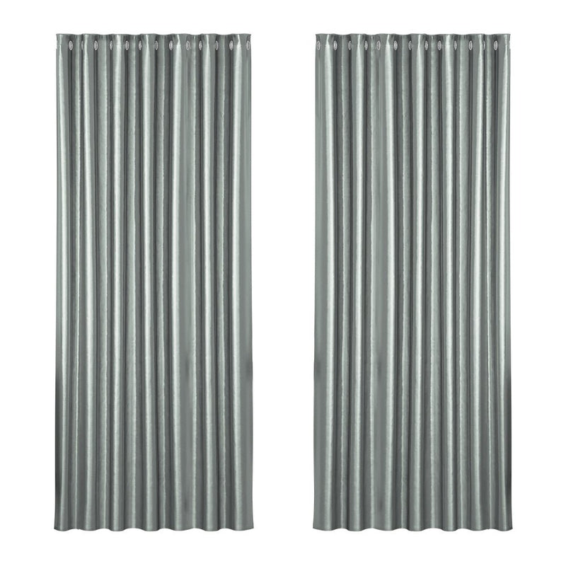 Artiss 2X Blockout Curtains Eyelet 240x230cm Grey Shine - NuSea