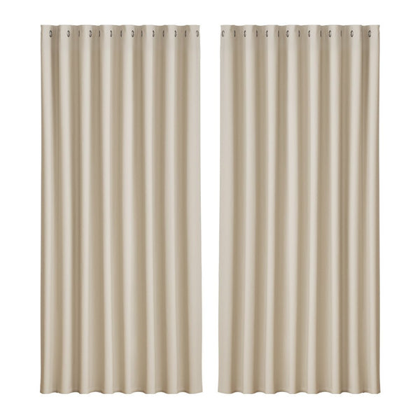 Artiss 2X Blockout Curtains Eyelet 300x230cm Beige - NuSea