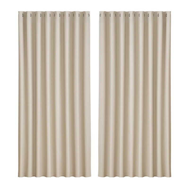 Artiss 2X Blockout Curtains Eyelet 300x230cm Beige - NuSea
