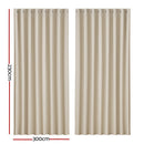 Artiss 2X Blockout Curtains Eyelet 300x230cm Beige - NuSea