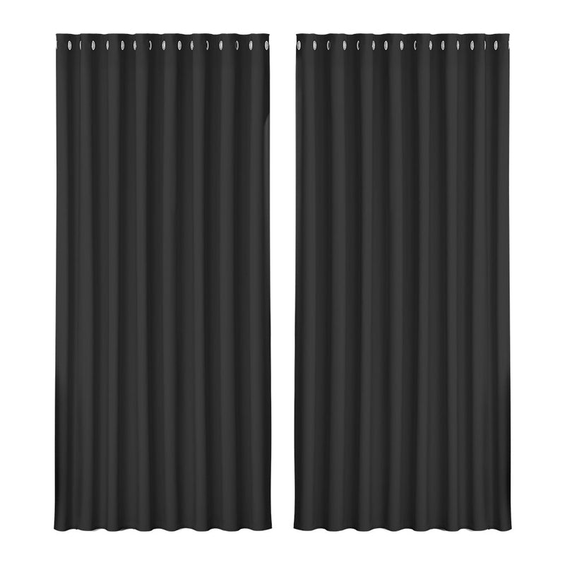 Artiss 2X Blockout Curtains Eyelet 300x230cm Black - NuSea