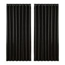 Artiss 2X Blockout Curtains Eyelet 300x230cm Black Shine - NuSea