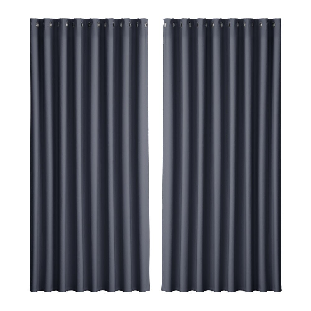 Artiss 2X Blockout Curtains Eyelet 300x230cm Charcoal - NuSea