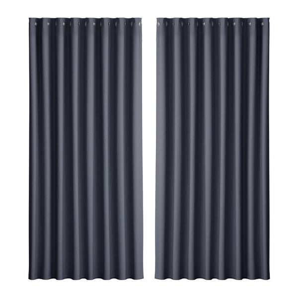 Artiss 2X Blockout Curtains Eyelet 300x230cm Charcoal - NuSea