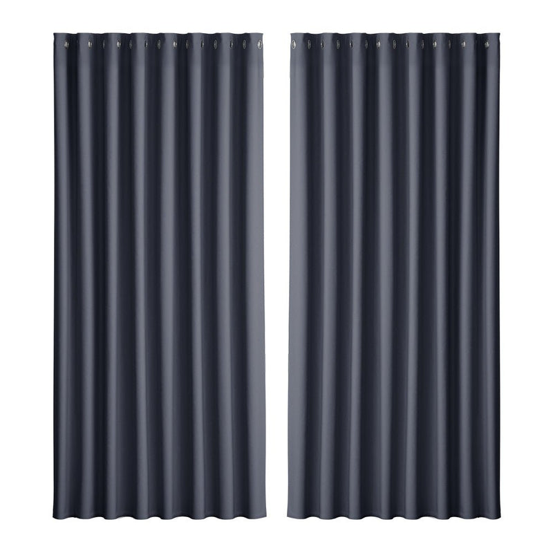 Artiss 2X Blockout Curtains Eyelet 300x230cm Charcoal - NuSea