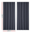 Artiss 2X Blockout Curtains Eyelet 300x230cm Charcoal - NuSea