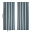 Artiss 2X Blockout Curtains Eyelet 300x230cm Grey - NuSea