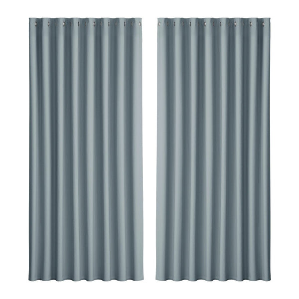 Artiss 2X Blockout Curtains Eyelet 300x230cm Grey - NuSea
