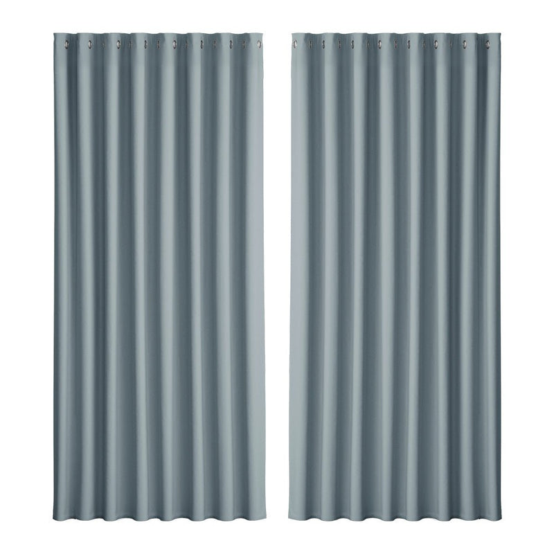 Artiss 2X Blockout Curtains Eyelet 300x230cm Grey - NuSea