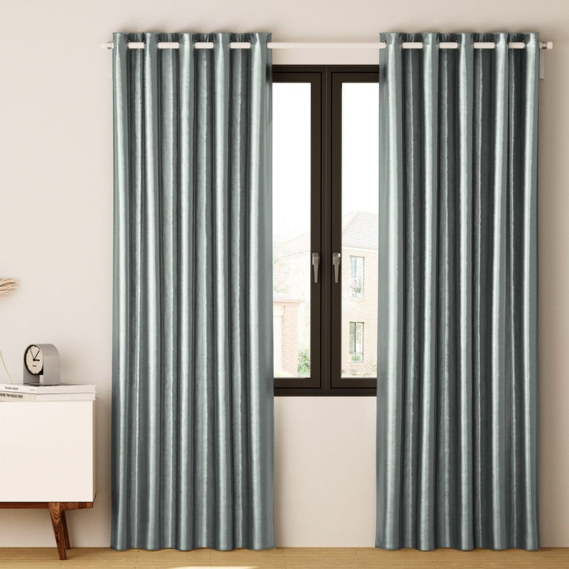 Artiss 2X Blockout Curtains Eyelet 300x230cm Grey Shine - NuSea