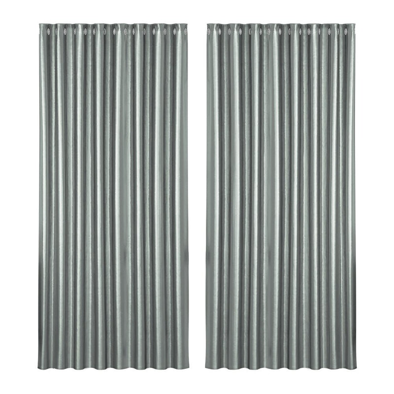 Artiss 2X Blockout Curtains Eyelet 300x230cm Grey Shine - NuSea