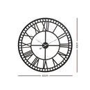 Artiss 60cm Wall Clock Large Roman Numerals Metal Black - NuSea