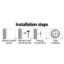 Artiss 60cm Wall Clock Large Roman Numerals Metal Black - NuSea