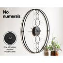 Artiss 75cm Wall Clock Large No Numeral Round Black - NuSea