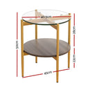 Artiss Coffee Table 45CM Round Tempered Glass Carol - NuSea