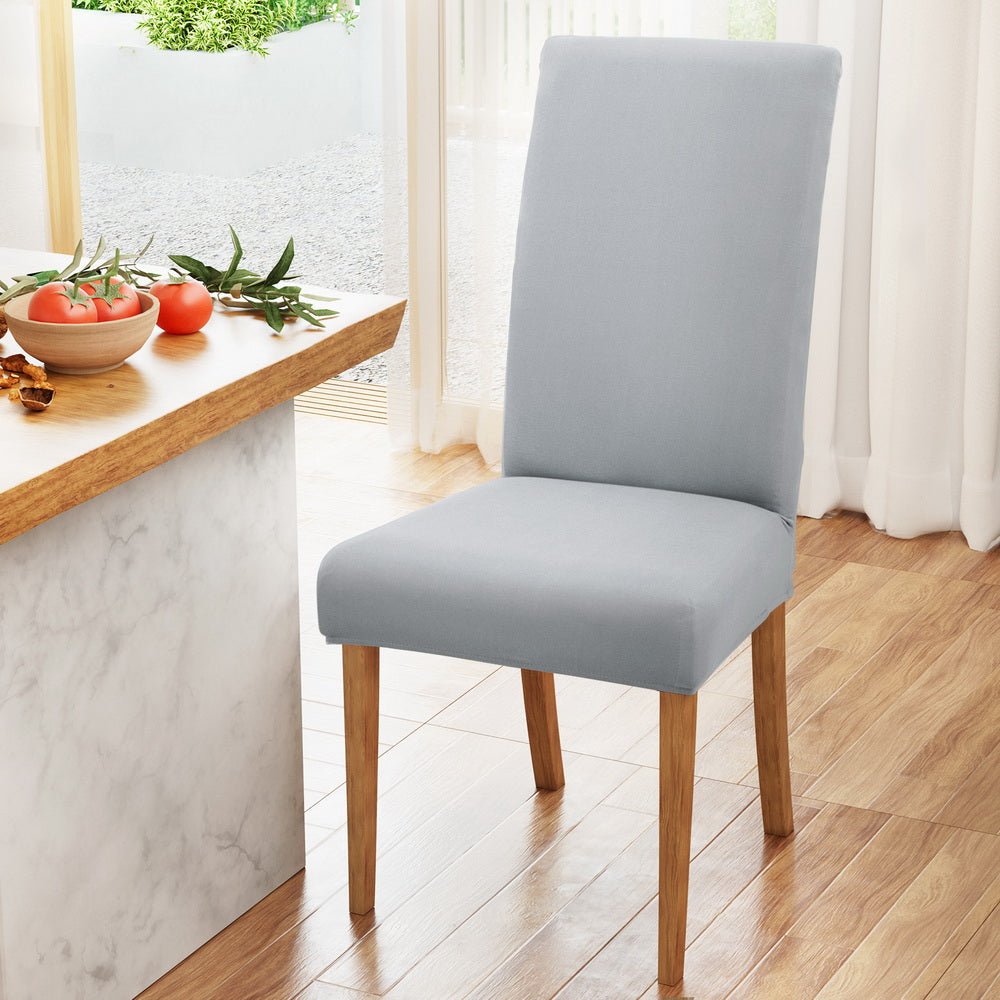Artiss Dining Chair Covers 6x Slipcovers Spandex Stretch Banquet Wedding Grey - NuSea