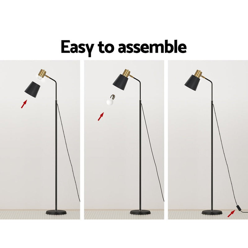 Artiss Floor Lamp LED Light Stand Modern Home Living Room Office Reading Black - NuSea
