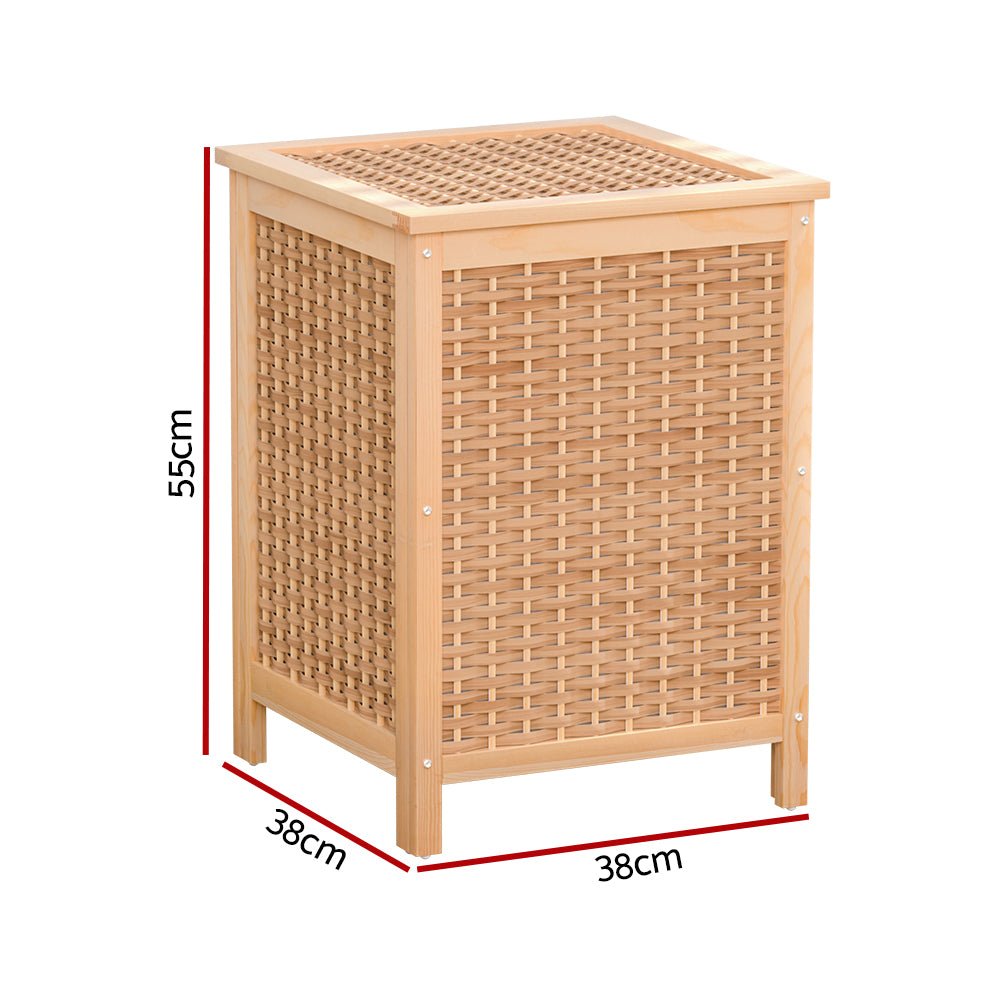 Artiss Laundry Hamper Bathroom Storage Cabinet Wooden Organiser Bag Clothes - NuSea