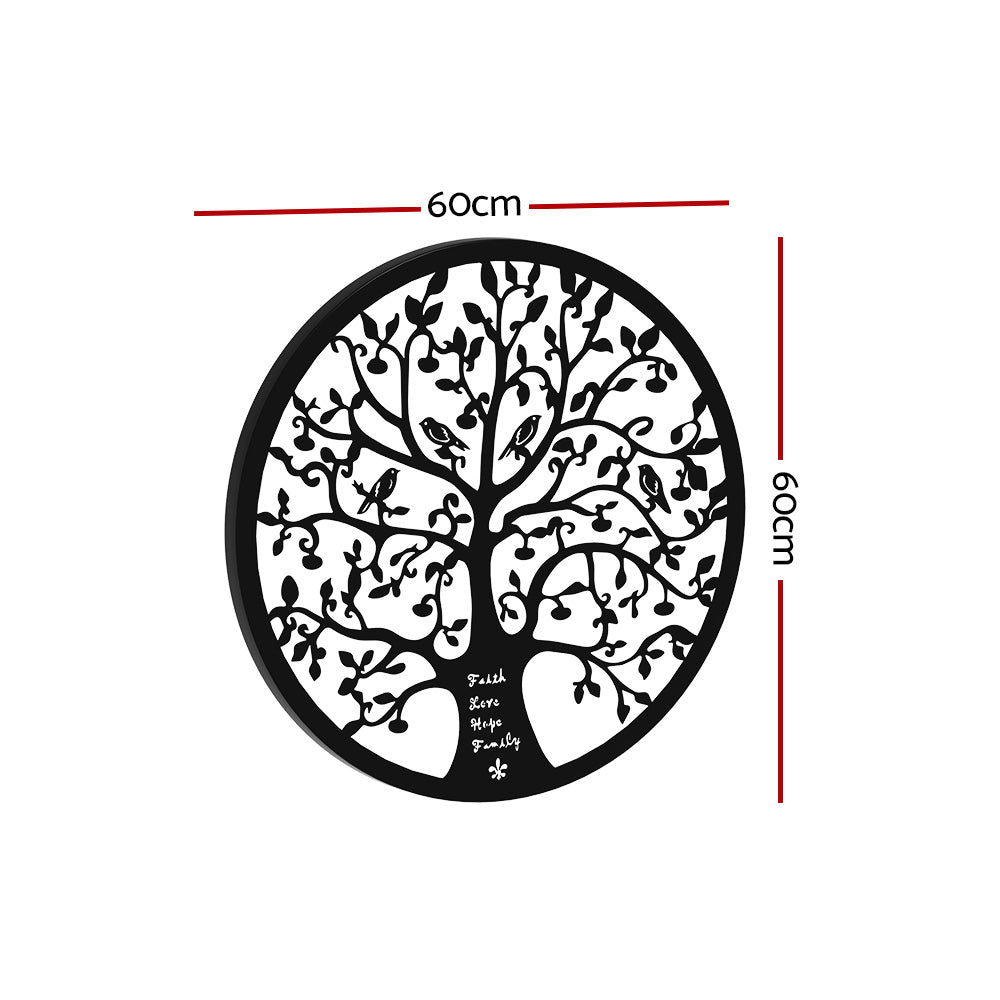 Artiss Metal Wall Art Hanging Sculpture Home Decor Leaf Tree of Life Round Frame - NuSea