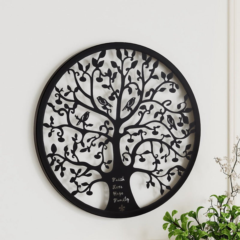 Artiss Metal Wall Art Hanging Sculpture Home Decor Leaf Tree of Life Round Frame - NuSea