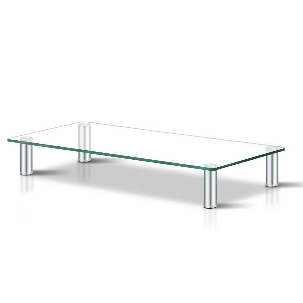 Artiss Monitor Stand Riser Computer Laptop Printer Screen Glass Display Shelf - NuSea
