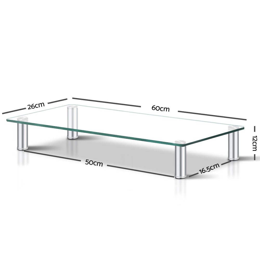 Artiss Monitor Stand Riser Computer Laptop Printer Screen Glass Display Shelf - NuSea
