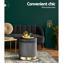 Artiss Ottoman Storage Foot Stool Round Velvet Charcoal - NuSea